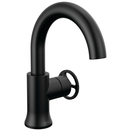 Delta Trinsic Single Handle High Arc Bathroom Faucet with Wheel Handle in Matte Black Finish - 558HAR-BL-DST