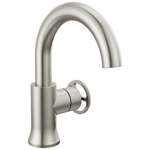 Delta Trinsic Single Handle High Arc Bathroom Faucet with Wheel Handle in Stainless Finish - 558HAR-SS-DST