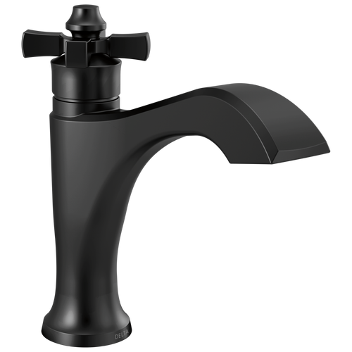 Delta Dorval Single Handle Bathroom Faucet with Cross Handle & Metal Drain & Pop Up in Matte Black Finish - 557-BLMPU-DST