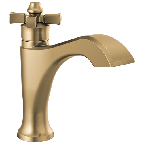 Delta Dorval Single Handle Bathroom Faucet with Cross Handle & Metal Drain & Pop Up in Champagne Bronze Finish - 557-CZMPU-DST