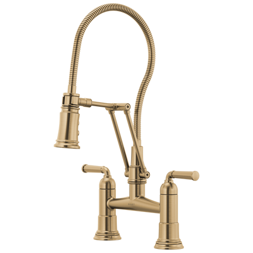 Brizo Rook Articulating Bridge Faucet with Finished Hose in Luxe Gold Finish - 62174LF-GL