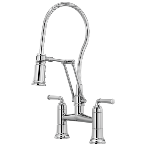 Brizo Rook Articulating Bridge Faucet with Finished Hose in Chrome Finish - 62174LF-PC