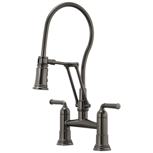 Brizo Rook Articulating Bridge Faucet with Finished Hose in Luxe Steel Finish - 62174LF-SL