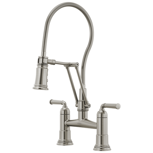 Brizo Rook Articulating Bridge Faucet with Finished Hose in Stainless Finish - 62174LF-SS
