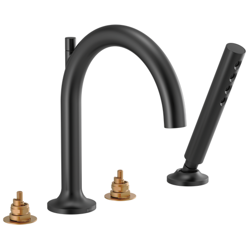 Brizo Odin Roman Tub Faucet with Handshower - Less Handles in Matte Black Finish - T67475-BLLHP