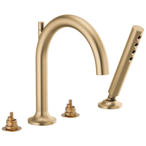 Brizo Odin Roman Tub Faucet with Handshower - Less Handles in Luxe Gold Finish - T67475-GLLHP