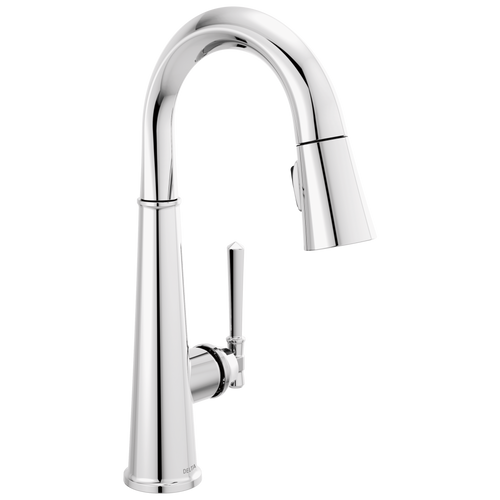 Delta Emmeline Single Handle Pull Down Bar/Prep Faucet in Lumicoat Chrome Finish - 9982-PR-DST