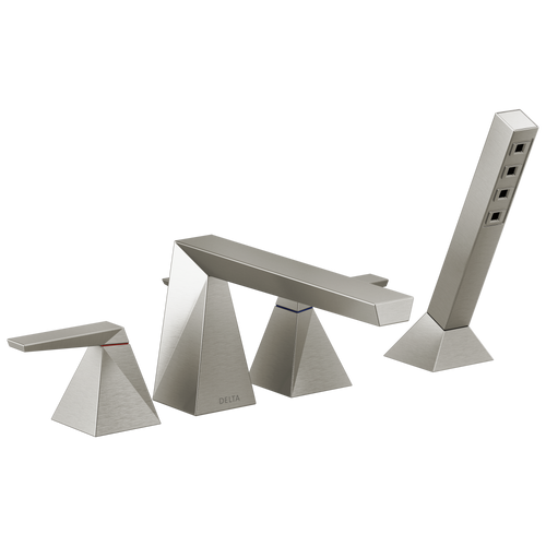 Delta Trillian Two-Handle Roman Tub Trim with Hand Shower in Lumicoat Stainless Finish - T4743-SS-PR