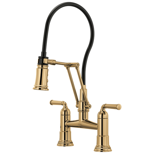 Brizo Rook Articulating Bridge Faucet in Polished Gold Finish - 62274LF-PG
