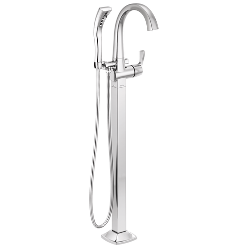Delta Stryke Single Handle Floor Mount Arc Tub Filler Trim with Lever Handles in Chrome Finish - T4777-FL
