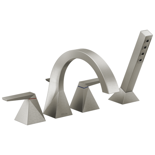 Delta Trillian Two-Handle Arc Roman Tub Trim with Hand Shower in Lumicoat Stainless Finish - T4746-SS-PR