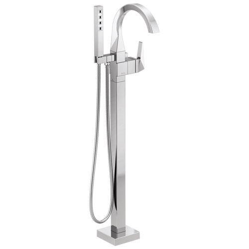 Delta Trillian Single Handle Floor Mount Arc Tub Filler Trim in Lumicoat Chrome Finish - T4746-PR-FL