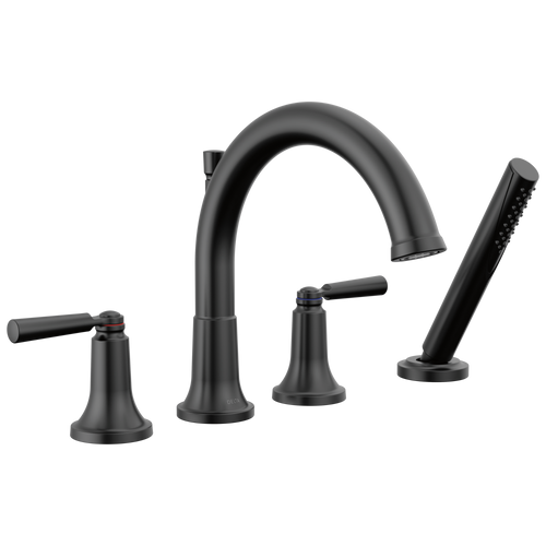 Delta Saylor Arc Roman Tub Trim with Hand Shower in Matte Black Finish - T4735-BL