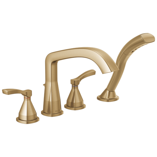 Delta Stryke Four Hole Roman Tub Trim with Lever Handles in Champagne Bronze Finish - T4776-CZ