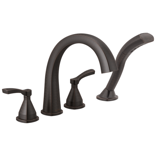 Delta Stryke Four Hole Arc Roman Tub Trim with Lever Handles in Venetian Bronze Finish - T4777-RB