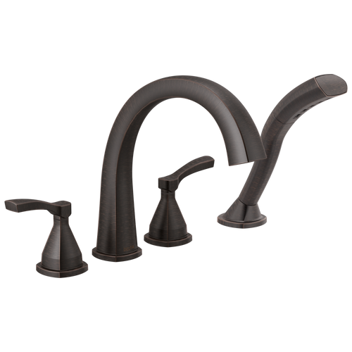 Delta Stryke Four Hole Arc Roman Tub Trim with Lever Handles in Venetian Bronze Finish - T4777-RB