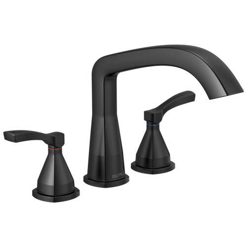 Delta Stryke Three Hole Roman Tub Trim with Lever Handles in Matte Black Finish - T2776-BL