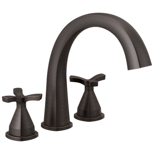 Delta Stryke Three Hole Arc Roman Tub Trim with Cross Handles in Venetian Bronze Finish - T27776-RB