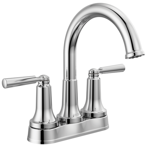 Delta Saylor Two Handle Centerset Bathroom Arc Faucet with Metal Drain & Pop Up in Chrome Finish - 2535-MPU-DST