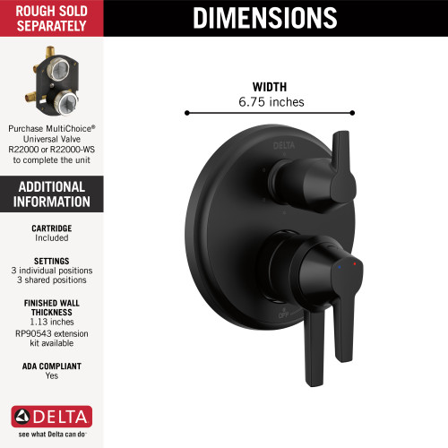 Delta Galeon 17 Series Integrated Diverter Trim - 6 Setting