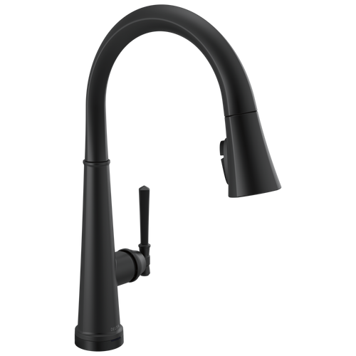 Delta Emmeline Single Handle Pull Down Kitchen Faucet with Touch2O Technology in Matte Black Finish - 9182T-BL-DST