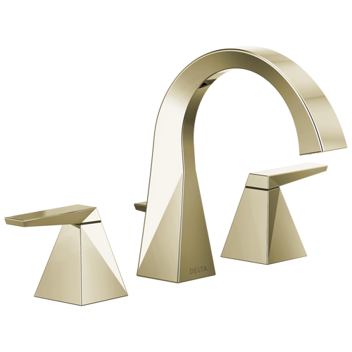 Delta Trillian Two Handle Widespread Bathroom Arc Faucet with Metal Drain & Pop Up in Lumicoat Polished Nickel Finish - 35546-PN-PR-MPU-DST