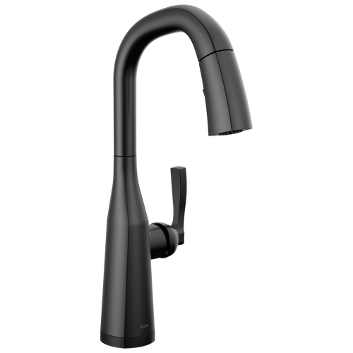 Delta Stryke Single Handle Pull Down Bar/Prep Faucet with Touch 2O Technology in Matte Black Finish - 9976T-BL-DST