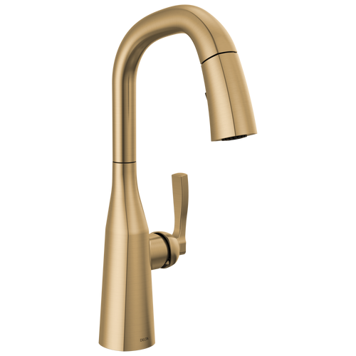 Delta Stryke Single Handle Pull-Down Bar/Prep Faucet in Lumicoat Champagne Bronze Finish - 9976-CZ-PR-DST