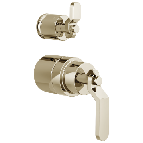 Brizo Litze Pressure Balance Valve with Integrated Diverter Trim Industrial Lever Handle Kit in Polished Nickel Finish - HL75P34-PN