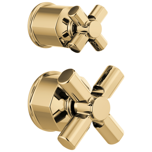 Brizo Invari Pressure Balance Valve with Integrated Diverter Trim Cross Handle Kit in Polished Gold Finish - HX75P76-PG