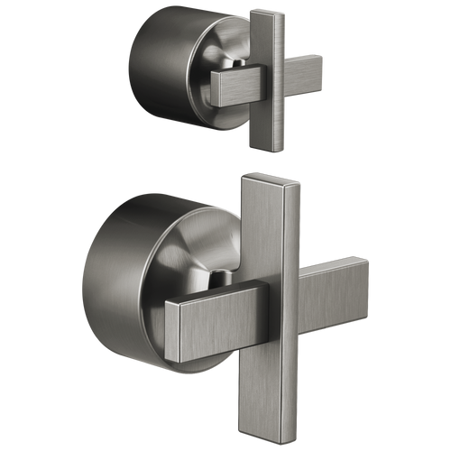 Brizo Levoir Pressure Balance Valve with Integrated Diverter Trim Cross Handle Kit in Luxe Steel Finish - HX75P98-SL