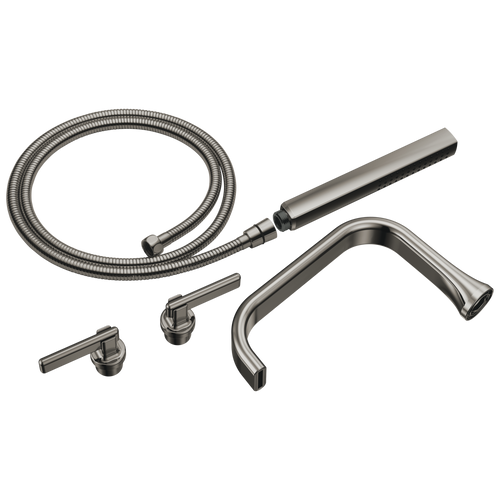 Brizo Allaria Two-Handle Tub Filler Trim Kit with Lever Handles in Brilliance Black Onyx Finish - T70368-BNX