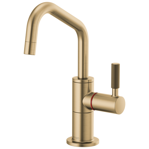 Brizo Litze Instant Hot Faucet with Angled Spout & Knurled Handle in Luxe Gold Finish - 61363LF-H-GL Brizo Litze Instant Hot Faucet with Angled Spout & Knurled Handle in Luxe Gold Finish - 61363LF-H-GL