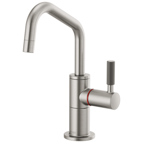 Brizo Litze Instant Hot Faucet with Angled Spout & Knurled Handle in Stainless Finish - 61363LF-H-SS Brizo Litze Instant Hot Faucet with Angled Spout & Knurled Handle in Stainless Finish - 61363LF-H-SS
