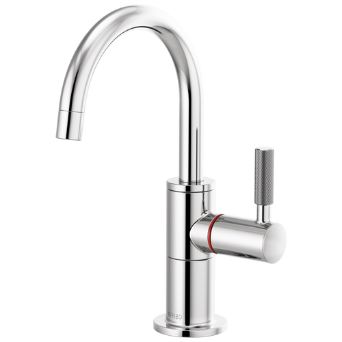 Brizo Litze Instant Hot Faucet with Arc Spout & Knurled Handle in Chrome Finish - 61343LF-H-PC Brizo Litze Instant Hot Faucet with Arc Spout & Knurled Handle in Chrome Finish - 61343LF-H-PC