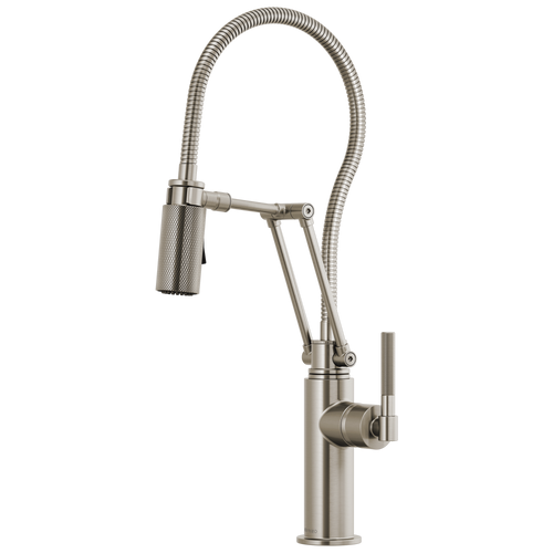 Brizo Litze Articulating Faucet with Finished Hose & Knurled Handle in Stainless Finish - 63143LF-SS Brizo Litze Articulating Faucet with Finished Hose & Knurled Handle in Stainless Finish - 63143LF-SS