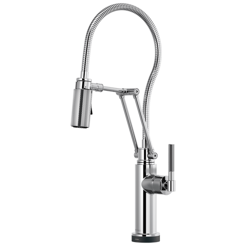 Brizo Litze SmartTouch Articulating Kitchen Faucet with Finished Hose & Knurled Handle in Chrome Finish - 64143LF-PC Brizo Litze SmartTouch Articulating Kitchen Faucet with Finished Hose & Knurled Handle in Chrome Finish - 64143LF-PC