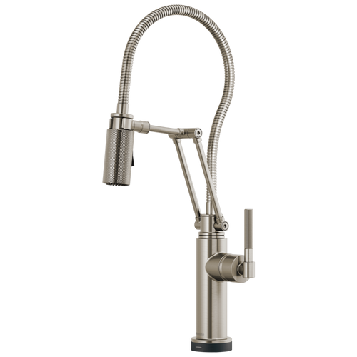 Brizo Litze SmartTouch Articulating Kitchen Faucet with Finished Hose & Knurled Handle in Stainless Finish - 64143LF-SS Brizo Litze SmartTouch Articulating Kitchen Faucet with Finished Hose & Knurled Handle in Stainless Finish - 64143LF-SS