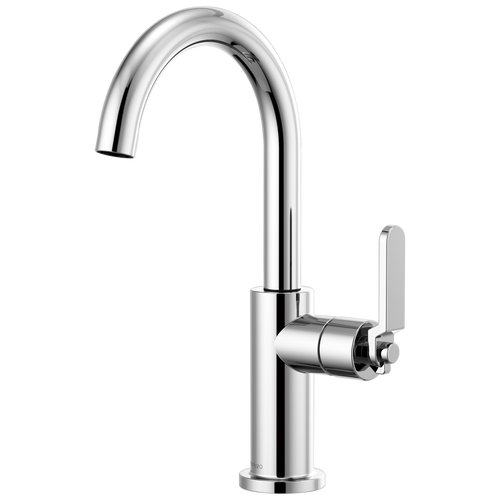 Brizo Litze 61044LF-PN Bar Faucet with Arc Spout and Industrial Handle Polished Nickel