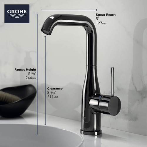 Grohe Essence 23486ENA Single Hole Single-Handle L-Size Bathroom Faucet 1.2 GPM in Grohe Brushed Nickel