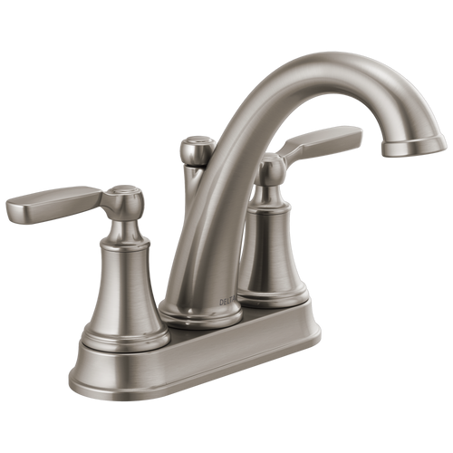 Delta Woodhurst Two Handle Centerset Bathroom Faucet with Metal Drain & Pop Up in Stainless Finish - 2532LF-SSMPU