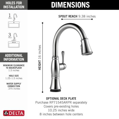 Delta Cassidy Single Handle Pull-Down Kitchen Faucet with Touch2O & ShieldSpray Technologies in Lumicoat Arctic Stainless Finish - 9197T-AR-PR-DST