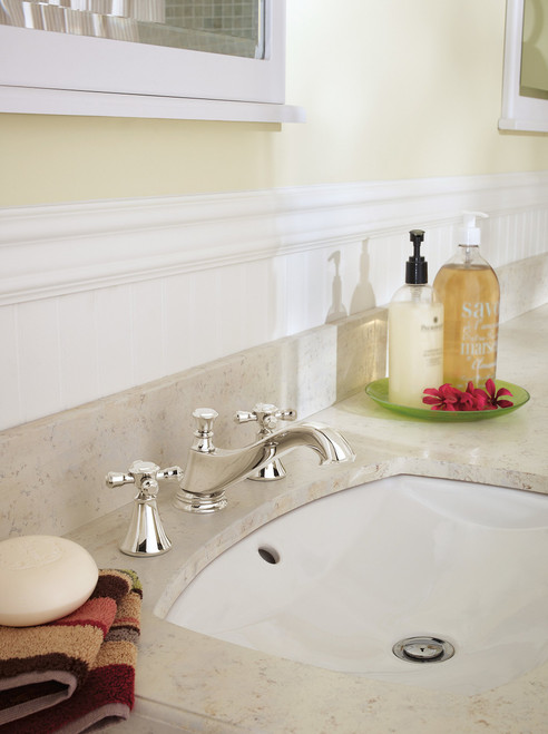 Delta Cassidy H295PN Metal Cross Handle Set - Deck Mount Bathroom & Bidet in Polished Nickel Finish