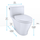 TOTO Nexus One-Piece Elongated 1.28 GPF Universal Height Toilet with CeFiONtect and SS124 SoftClose seat, WASHLET+ ready, Cotton White - MS642124CEFG#01