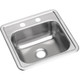 Elkay Dayton Stainless Steel 15" x 15" x 5-3/16", 2-Hole Single Bowl Drop-in Bar Sink with 3-1/2" Drain Opening