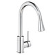 Elkay Avado Round Single Hole Kitchen Faucet with Pull-down Spray and Forward Only Lever Handle Chrome