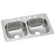 Elkay Dayton Stainless Steel 33" x 21-1/4" x 8-1/16", 5-Hole Equal Double Bowl Drop-in Sink