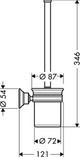 AXOR 42035820 Montreux Toilet Brush with Holder, Wall-Mounted in Brushed Nickel