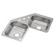 Elkay Dayton Stainless Steel 31-7/8" x 31-7/8" x 7", 3-Hole Equal Double Bowl Corner Sink