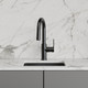 Elkay Avado Single Hole Bar Faucet with Pull-down Spray and Lever Handle Black Stainless